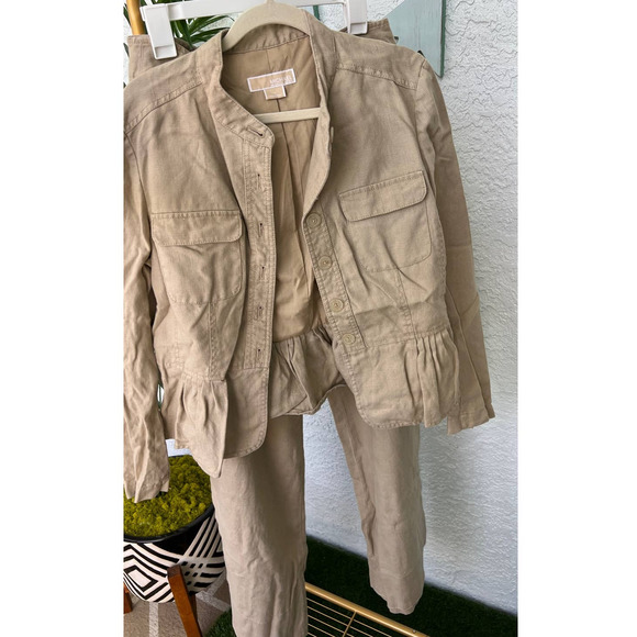 KORS Michael Kors Pants - Michael Kors Natural Linen Blazer and Pants Suit Set Size 16 Sand Color